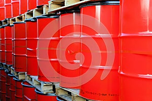 Red oil barrels