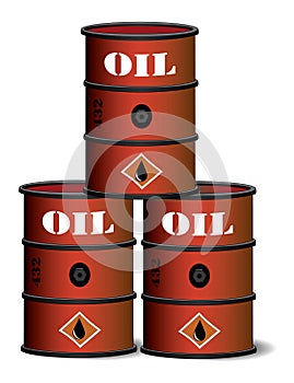 Red oil barrels