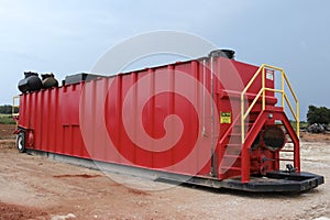 Red oil field frac tank photo