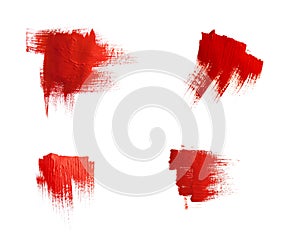 red oil paint brush strokes isolated on white background hand drawn acrylic paint brush black brush stroke isolated on grunge