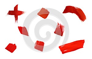 red oil paint brush strokes isolated on white background hand drawn acrylic paint brush black brush stroke isolated on grunge