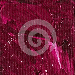 Red oil painting texture. Abstract creative background with brush strokes.