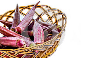 Red Okra in a Basket