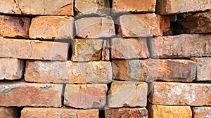 Red old brick wall background, brick wall texture. Bricks stack stacked on top of each other. Building material. Construction,
