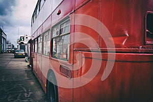 Red old bus