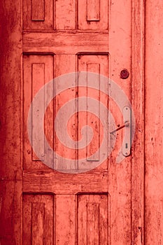 Red old closed door