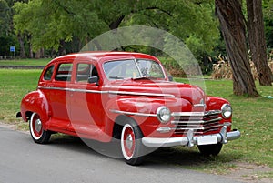 Red old fashioned car