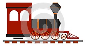 Red old locomotive, illustration, vector