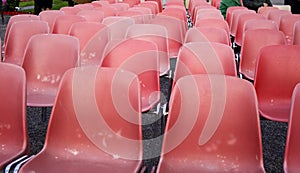 Red old plastic chairs