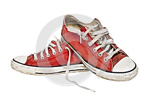 Red old retro sneakers