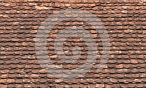 Red old roof tiles background