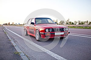 Red old sports car