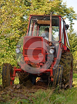 Red old tractor