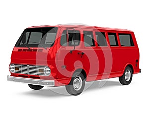 Red Old Van Isolated