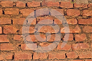 Red old worn brick wall texture background. Vintage effect