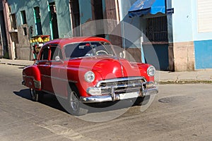 Red oldtimer in Havana street