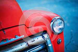 Red Oldtimer Pickup Closeup