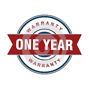 red one year warranty badge or medal for product attribution vector design photo