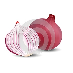 Red onion 3D vector design isolated on white background