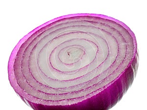 Red onion bulb cut cross-section with purple rings