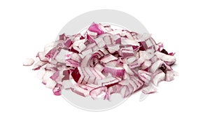 Red Onion Cuts Isolated, Chopped Purple Onion, Raw Purple Onion Pieces on White