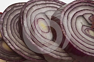 Red onion cutted in slices