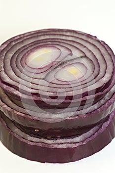 Red onion cutted in slices