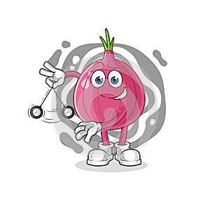 Red onion hypnotizing cartoon. cartoon mascot vector