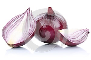 Red onion onions slice slices vegetable isolated on white