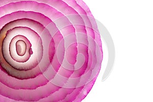 Red onion slice pattern like concentric rings on white background