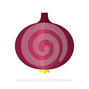 Red onion vector flat material design isolated object on white background.
