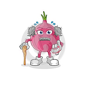 Red onion white haired old man. character vector