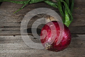 Red Onion Wood Surface