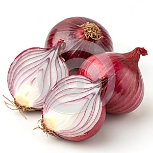 Red Onions isolated on white background