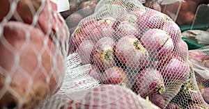 Red Onions in Nets the Produce Market