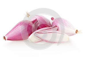 Red onions and section, Tropea type on white