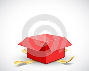 Red open empty gift box. Vector Stock Illustration