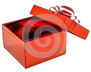 Isolated red gift box on white background