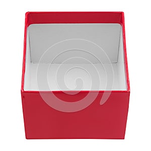 Red open gift box isolated on white background