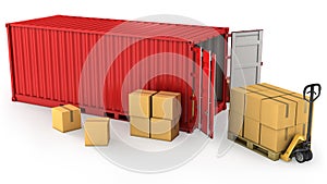 Red opened container and carton boxes