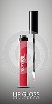 Red Opened Lip Gloss Tube Concept