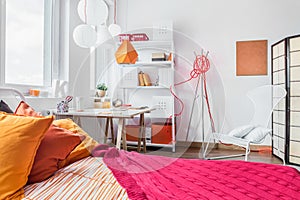 Red and orange bedroom