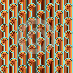 Red Orange And Blue Mid Century Seventies Style Pattern