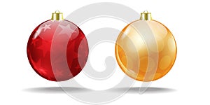 Red and orange Christmas tree balls. Vector.