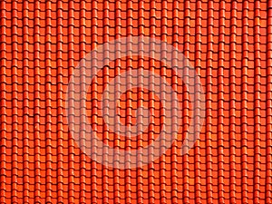 Red and orange corrugated tile element of roof. Seamless pattern.