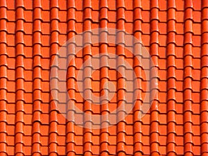 Red and orange corrugated tile element of roof. Seamless pattern.