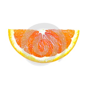 Red orange fruit halved slice isolated on white background