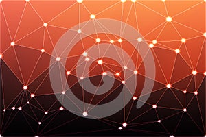 Red orange purple geometric background with mesh and lights