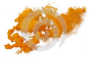 Red and orange smoke isolated on white background