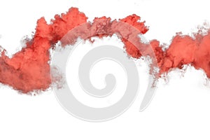 Red and orange smoke isolated on white background